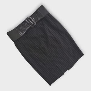 Stooshy Skirt Womens Small Black Pinstripe Body Con Wiggle Skirt Office Siren